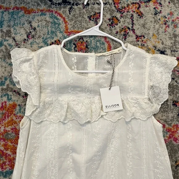 NWT ⭐️ Ellison Off White Eyelet Lace Shift Dress Size Small - Picture 7 of 16